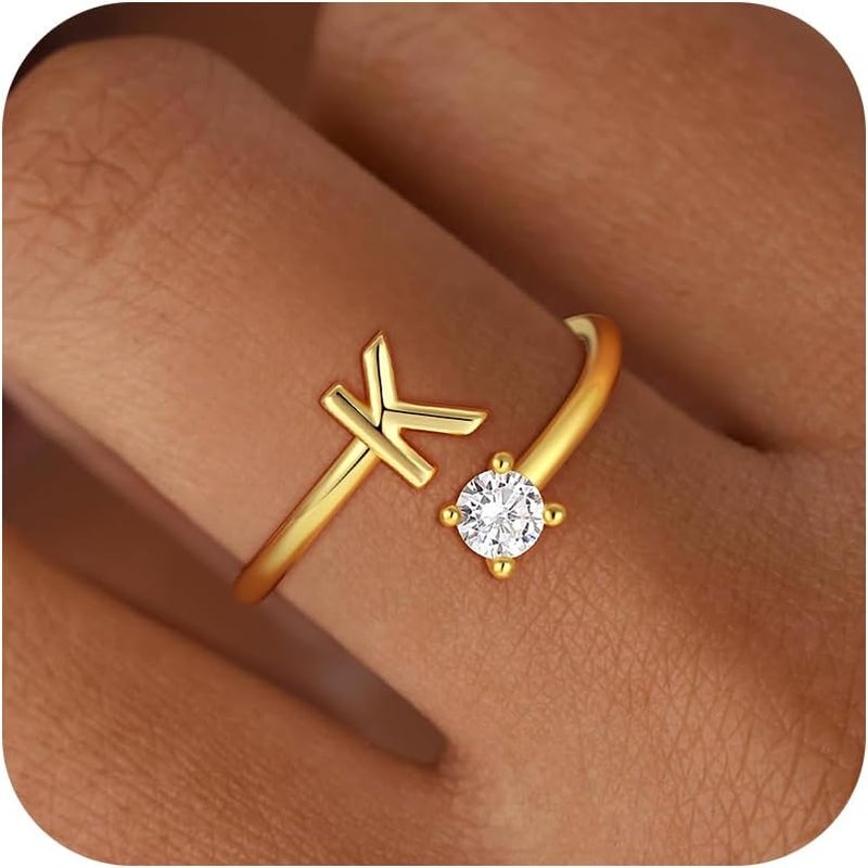 BLThing Store Initial Rings for Girls Kids Women - Dainty 14K Gold Plated Dainty A - Z Initial Letter Rings No Tarnish Teen Girls Gifts Trendy Stuff Birthday Gifts for 5 6 7 8 9 10 Year Old Girl - Image 1
